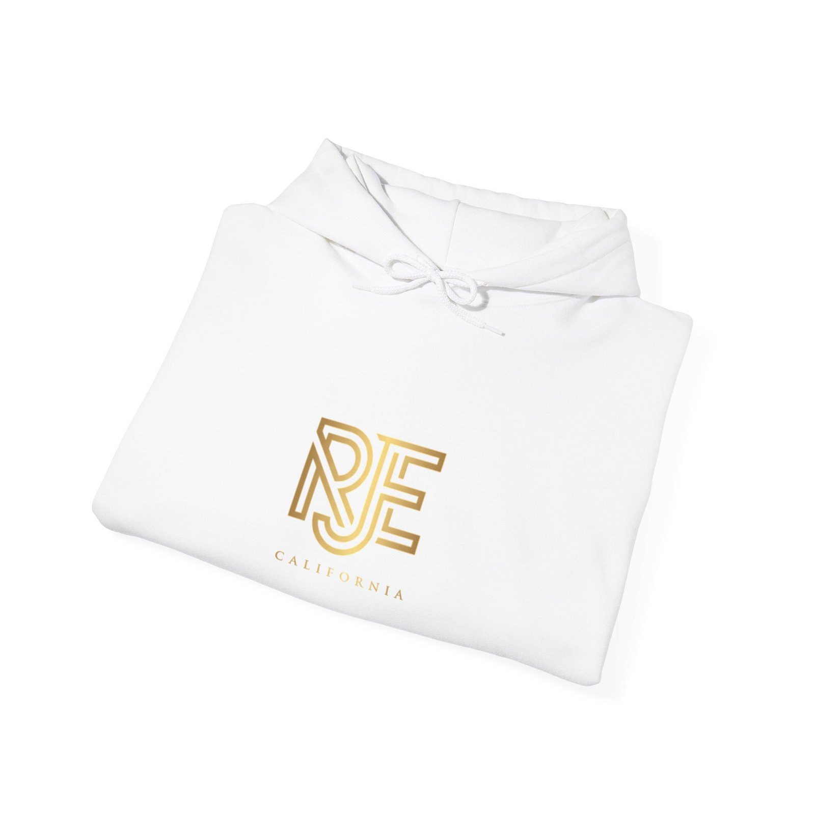 Embroidered Gold Monogram Hoodie — RJE Minimalist Logo Sweatshirt - Image 4